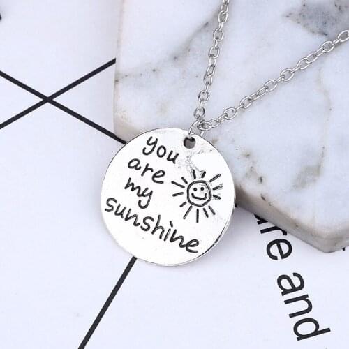 Trend Round Sun Necklace Letter "You Are My Sunshine" Pendant Sunny Pendants&Necklaces Valentines Day Gift Unisex Dropshipping