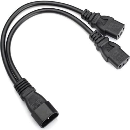 LBSC Single C13 to Dual 5-15R C13 Short Power Y Type Splitter Adapter Cable Cord