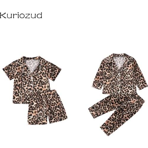 Summer Baby Kids Girls Boys Pajamas Baby Cartoon Clothing Sets Leopard Pyjamas Pijamas Short Sleeve Sleepwear NightWear