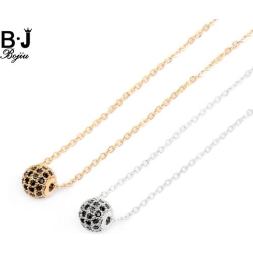 Fashion Gold Silvery Necklaces Woman High Quality Crystals Ball Micro Pave CZ Beads Iced Out Necklace Valentines Gift NKS255