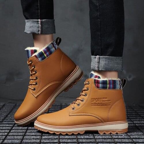 2018 Winter MenS Boots High Quality Pu Fashion Trend MenS Boots Casual Plus Velvet Warm Cotton Shoes 39-44