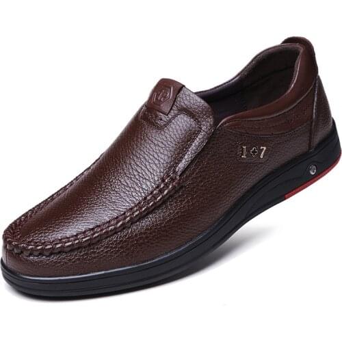 Plus Size 48 Solid Men Casual Leather Shoes Slip On Lazy Single Shoes Man Loafers Business Office Work Shoes For Male 459