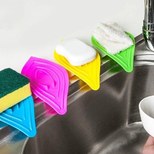 Soap Dish Multifunctional Slip Ring Leaves Soap Box Sink Drain & Clean Sponge Holder Punch-free Tray Container for Bathroom Tool
