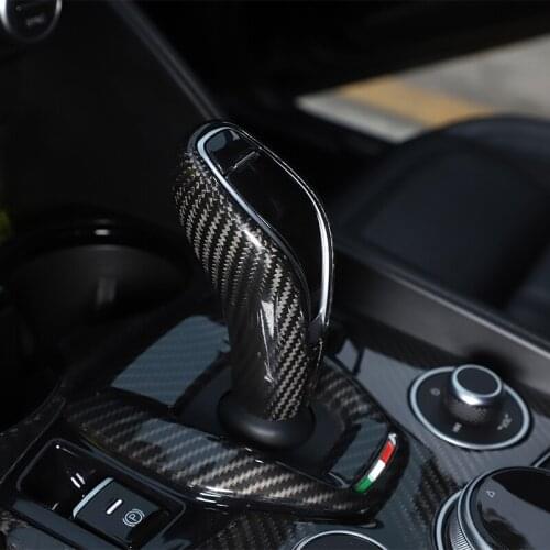100% Carbon Fiber Car Styling for Alfa Romeo Giulia Stelvio 2017-21 Gear Shift Head Cover Trim Car Interior Accessories 2 Style