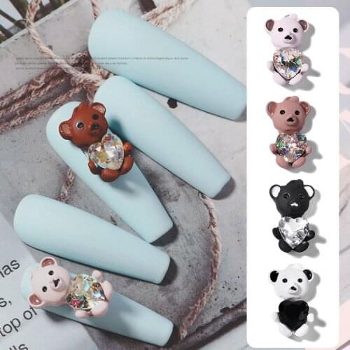 Misscheering Cute Bear Rhinestone Stickers for Nails Decorations 2021 Fashion Nail Art Accessories for Manicure