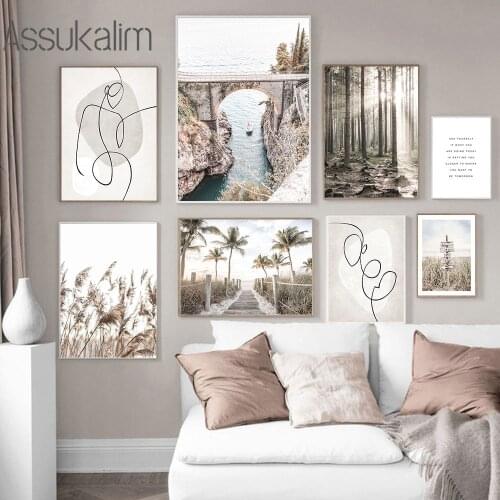 Forest Sunlight Canvas Painting Abstract Line Poster Plant Prints Landscape Paintings Nordic Wall Pictures For Living Room Decor