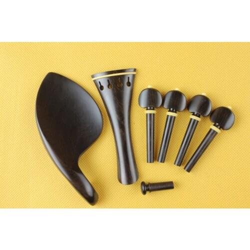 New undyed ebony violin parts 4/4, chinrest, pegs, tailpiece, violin accessories