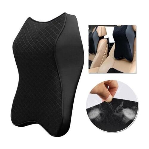 Cars Seat Headrest Pad Memory Cotton Foam Pillow Head Neck Rest/Travel Support Breathable Mesh Fabric + Memory Foam