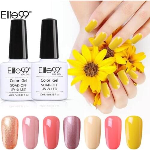 Elite99 10ml Yellow Gel Nail Polish Semi-Permanent Varnish Soak Off Pumpkin Color Gel Lacquer Nail Base Top Coat Nail Manicure