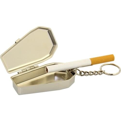 Portable Ash Tray with Lids Travel Auto Smoking Ash Organizer Mini Tinplate Coffin Shape Pocket Ashtray