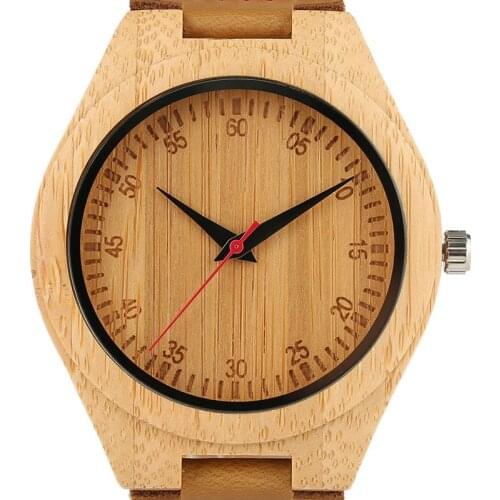 Simple Wristwatch Genuine Leather Bamboo Bangle Modern Women Nature Creative Watches Trendy Handmade Gift Analog Men relogio