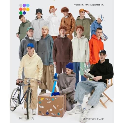 SODAWATER Men Hoodies Japanese Street Style Pure Colors Hooded Sweatshirt Pullover Thick Warm Oversize Hoodie Men Tops 167W17