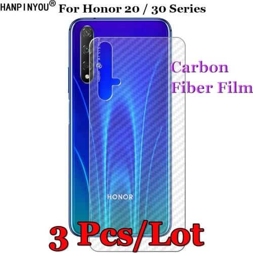 3 Pcs/Lot For Huawei Honor 20s / 30s 3D Non-slip Clear Carbon Fiber Back Film Screen Protector Protective Sticker