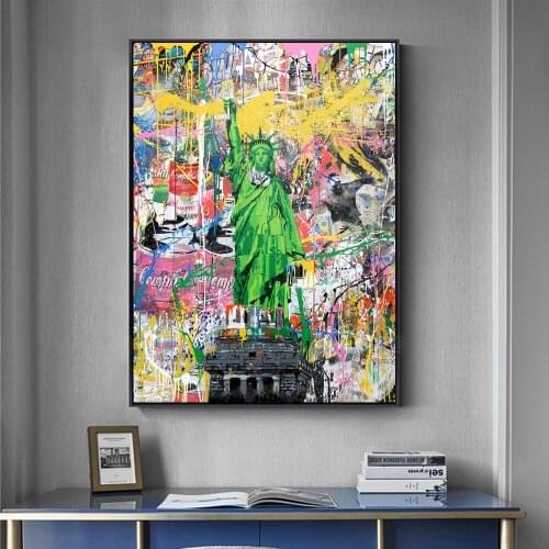 Statue of Liberty Street Art Canvas Posters And Prints Abstract Graffiti Art Canvas Paintings On the Wall Art Picture Home Decor