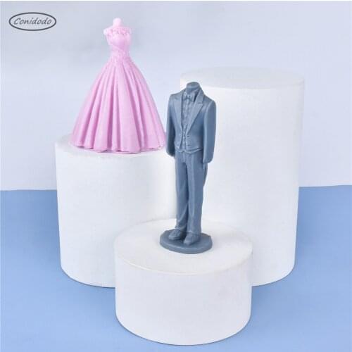 Wedding Dress Torso Silicone Candles Mold Suit Male Design Home Wedding Decoration Scented Mould DIY Handmade 3D Stereo Tool