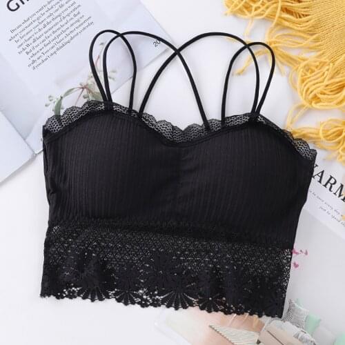 Crop Top Women Sexy Bra Solid Vest Lace Camisole Breathable Push Up Top Underwear Bra Bralette Bustier Tops Mujer Топ Женский