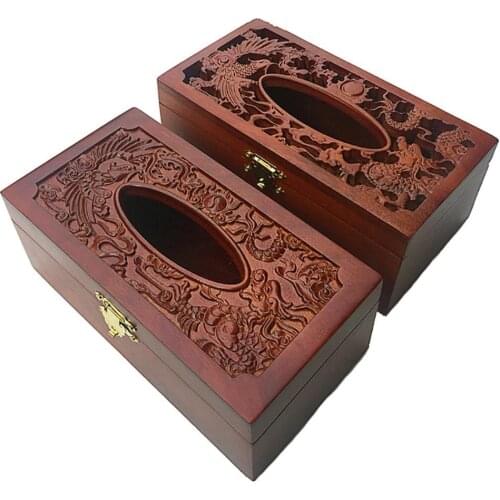Vintage Wooden Hollow out Embossing Tissue Box Paper Napkin Holder Home Decor Tissue Box Paper Napkin Holder