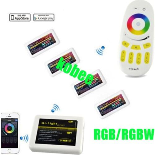 WiFi Controller led mi light hub+ RF touch 4 Zone remote+4pcs 2.4G Controller for LED Strip RGB RGBW RGBWW 12V-24V Free ship