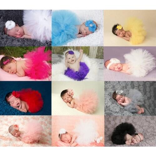 2pcs/set baby hair band tutu skirt newborn photography props mesh dress hair band kit baby photo shooting costume set