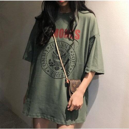 Women T-Shirt Summer Print Loose Harajuku T Shirt O-Neck Short Sleeve Simple Tee Shirt Tops Femme Plus Size Streetwear camiseta