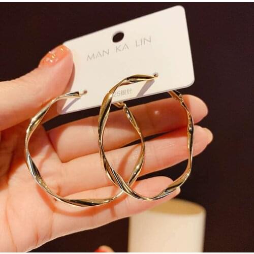 LATS Exaggerated Circle Earrings for Women Large Round Twisted Wild Hoop Earring 2021 Kolczyki Brincos Female Fashion Jewelry