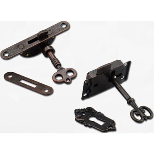 1 Set Durable Retro Iron Drawer Lock Antique Furniture Counter Drawer Bronze Lock With Key Furniture Hardware Accessories