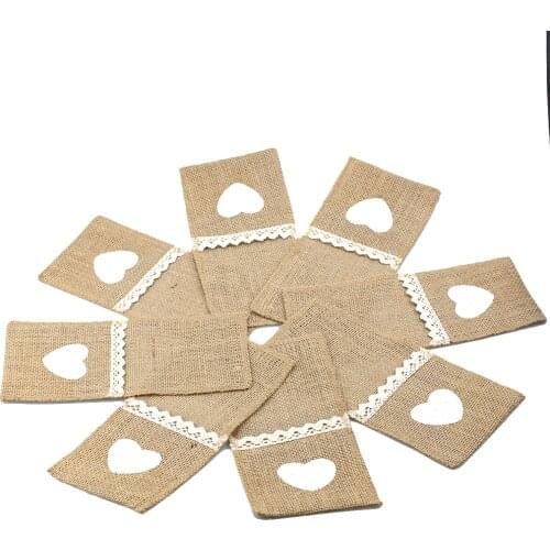 1pcs DIY Linen Lace Cutlery Bag Retro Christmas Wedding Birthday Decoration 22cm*11cm