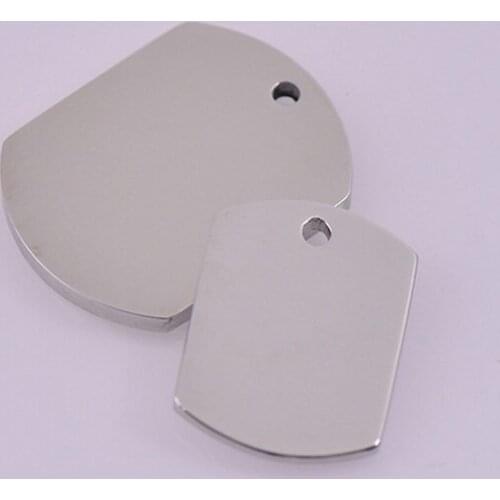 20pcs Stainless Steel Square Pendant Blank Dog Tags Pendant For Necklace DIY Jewelry Findings Custom LOGO