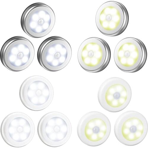 3pcs 1W Night Light Motion Detection Wall Closet Roof Cabinet Stair Light, Stick on