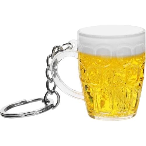Car Keyring Car Styling For Men Woman Key Chain Resin Beer Cups Simulation Food Handicraft Keychain Auto Accessories