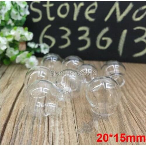 Free ship! new diy clear empty 100pcss/lot 20*15mm glass globe, glass bubble dome cover, glass bottle, glass vial pendant