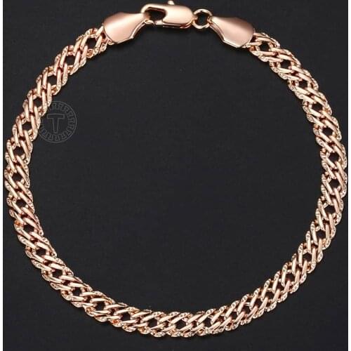 Trendsmax 5mm Bracelets for Women Girls 585 Rose Gold Venitian Curb Link Bracelets Woman Fashion Party Jewelry 18cm 20cm KGB428