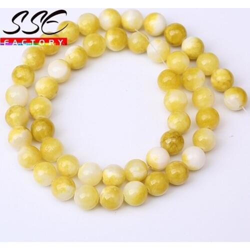 Natural Stone Beads Round Lemon yellow Persian Jades Loose Spacer Beads For Jewelry Making DIY Bracelet Accessories 15'' 6-12mm