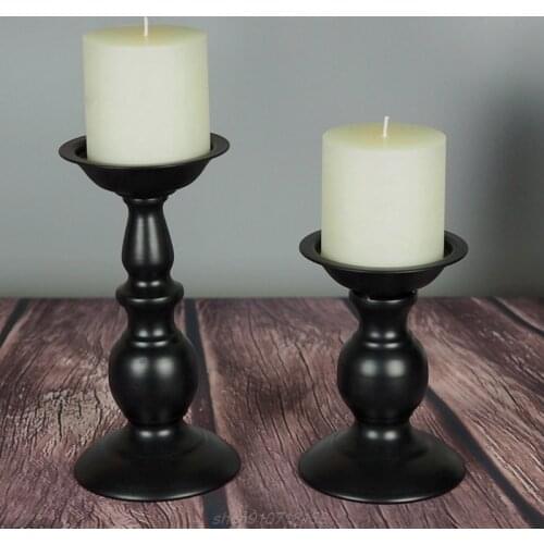 Black Metal Candlestick Candle Holder Stand Wedding Party Table Decoration Gifts M03 21 Dropshipping