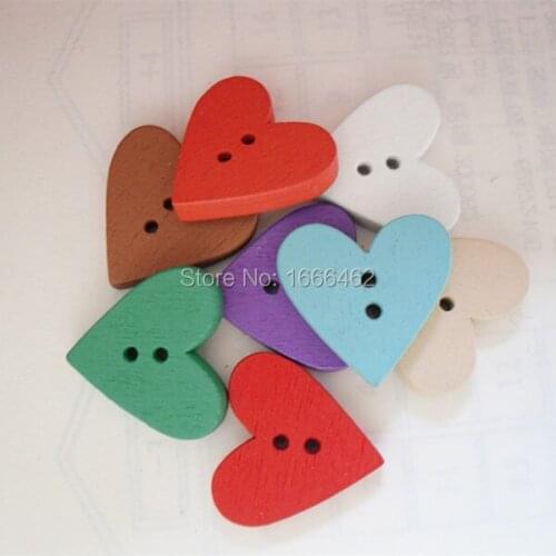 Wood Sewing Buttons Scrapbooking Heart Mixed 2 Holes 18mm,60PCs