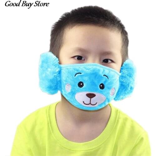 Children Autumn Winter Earmuffs Cartoon Bear Earmuff Mouth Cover Kids Comfortable Ear Muff Ear Warmer Skiing Warm Fur Earlap