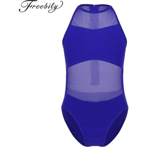 Children Teens Mesh Back Zipper Ballet Dance Leotard Girls Gymnastics Leotards Ballerina Stage Performance Dance Wear Costumes