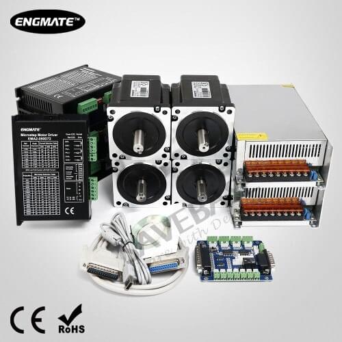 DIY CNC Kit 4 Axis 6.8N.m Nema34 Motor 2.4A-7.2A EMA2-080D72 Drivers 60V 20A PSU