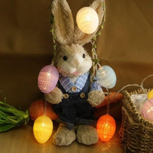 DIY Forest Handmade Straw Boy Easter Bunny Led Night Light Eggs Suit Woven Basket Festival Party Supplies Set Gift