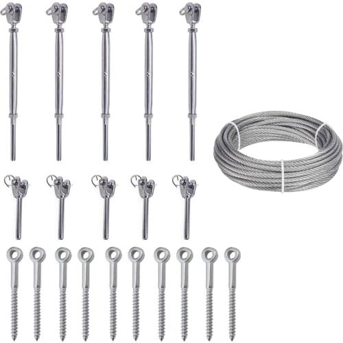 316 Stainless Steel Cable Railing Kit Include Jaw Swage Stud Turnbuckle Fork Terminal Lag Screw Eye Wire Rope For Home & Garden