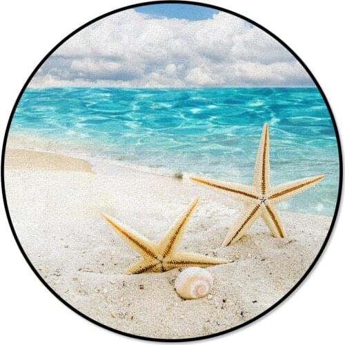 Creative Rugs for Children Rooms Sea Beach Starfish Pattern Round Carpet Rug Carpets for Home Living Room Bedroom