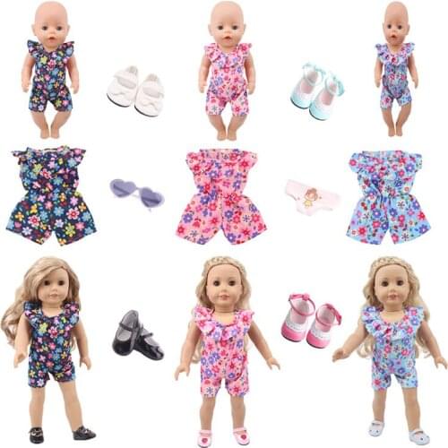 Two-Piece Doll Flower Casual Clothes Fit 18 Inch American Dolls And 43cm Baby New Doll ,Our Generations, Christmas Gift For Girl