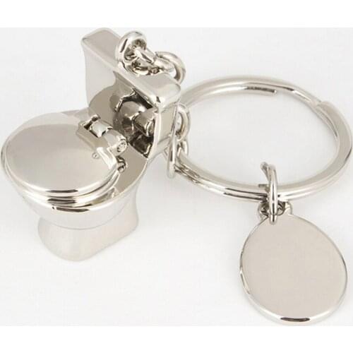 Cute Mini Toilet Forever Keychain Metal Key Chain Keyring Keyfob Creative Gift
