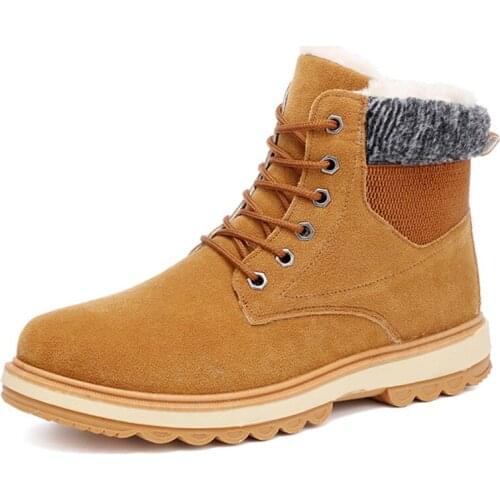 Winter Mens Boots Casual Plus Velvet Warm Cotton Shoes 2019 New Fashion Mens Snow Boots Vintage Ankle Boots