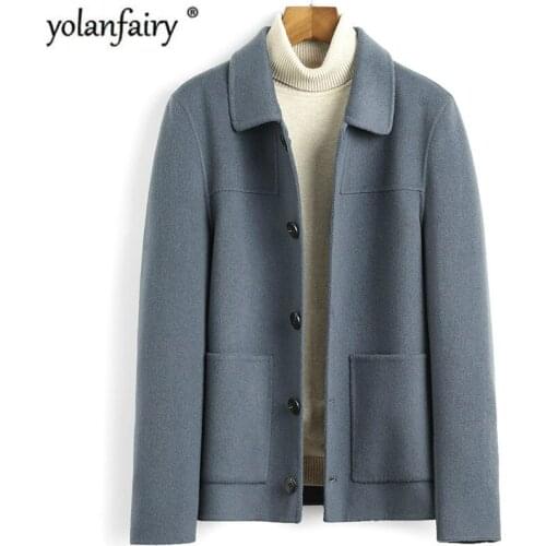 Short Wool Coat Men Double-sided Spring Autumn Woolen Jacket Mens Coats Overcoat Casual Jackets Casaco Masculino 5021 KJ3591