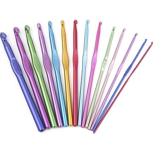 XUNZHE 12 pcs metal handle crochet set of knitting needles in aluminum DIY set of knitting needles Weaving tools (2 mm-8 mm)