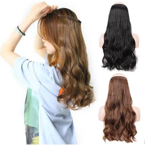 No Clip Hair Extension Wavy False Hair Piec Secret Wire Natural Hidden Wire Synthetic Hairpieces Adjustable Transparent Wire