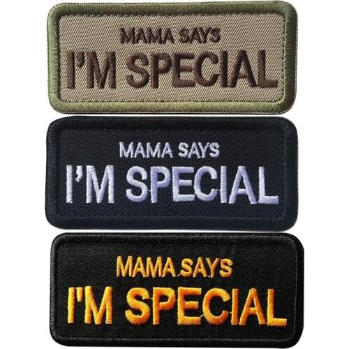 Patch for Pet Harness MAMA SAYS I'M SPECIAL Embroidered Fabric Patches Velcro Cloth Sticker