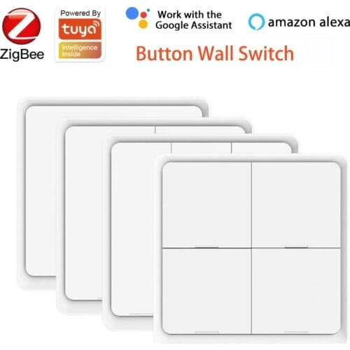 ZigBee Wall Switch For Tuya Smart Life Wireless Free Sticker 1-4 Channels Scene Button Automation Work With Alexa Google Home