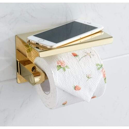 Stainless Steel Toilet Paper Holder with phone shelf bathroom toilet roll paper holder Bathroom Accessories simple design